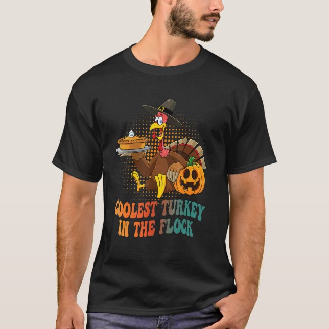 T-shirt Groovy Coolest Turkey In The Flock Turkey hat pump (Devant)
