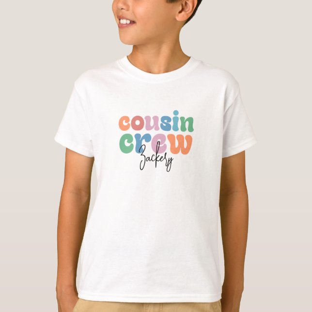 T-shirt Groovy Cousin Crew Personalized (Devant)