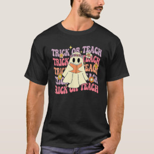 T-shirt Groovy Halloween Trick or Teach Boo Fantôme Pré-Ma