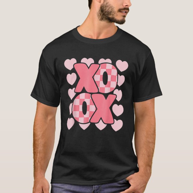 T-shirt Groovy Heart Valentine's Day For Couple Xoxo Valen (Devant)