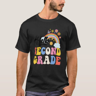 T-shirt Groovy Hello Deuxième année Arc-en-ciel Enseignant