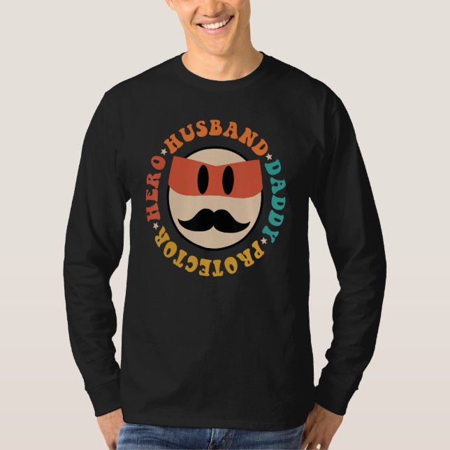 T-shirt Groovy Hippie Husband Daddy Protector Hero Dad Fat (Devant)
