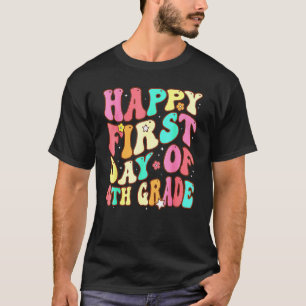 T-shirt Groovy Joyeux Premier Jour De 4e Rentrée