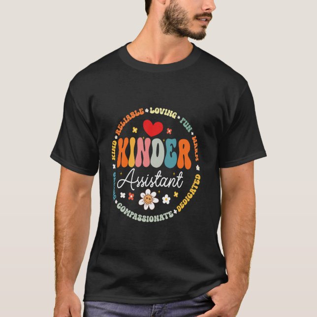 T-shirt Groovy Kinder Enseignant Assistant Premier Jour D' (Devant)
