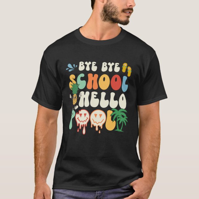 T-shirt Groovy Last Day Of School Hello Summer Teacher Kid (Devant)