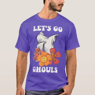 T-shirt Groovy Let's Go Ghouls Floral Ghost Hippie Hallowe