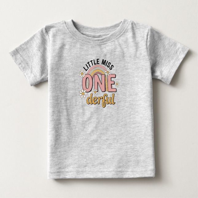 T-shirt Groovy Little Miss ONE-derful pour le 1er  (Devant)