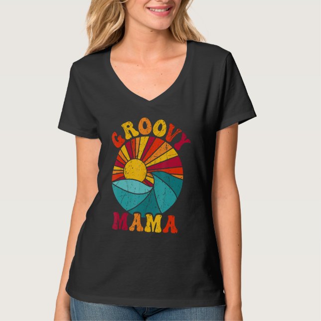 T-shirt Groovy Mama 70s Aesthetic Nostalgia 1970 s Retro M (Devant)