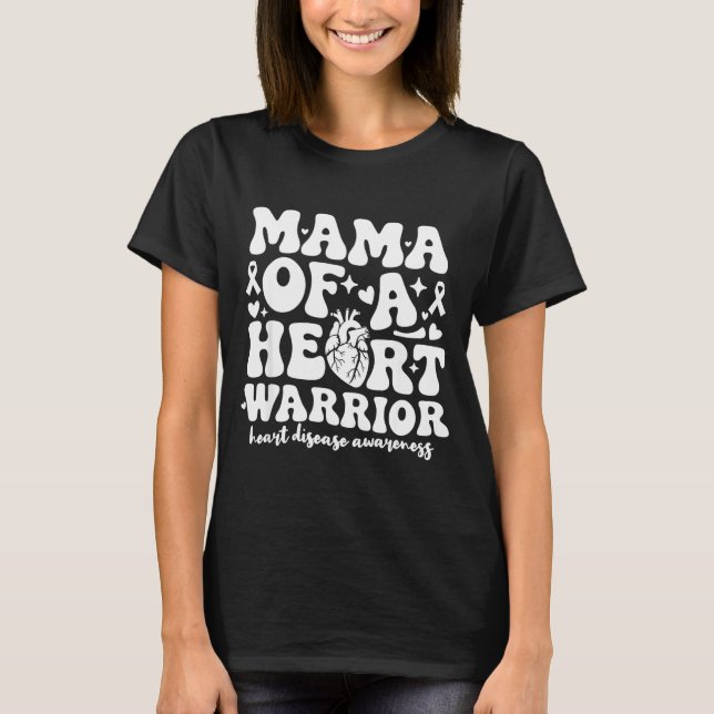 T-shirt Groovy Mama Of A Heart Warrior Chd Awareness Heart (Devant)