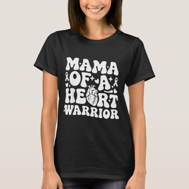 T-shirt Groovy Mama Of A Heart Warrior Chd Awareness Heart (Devant)