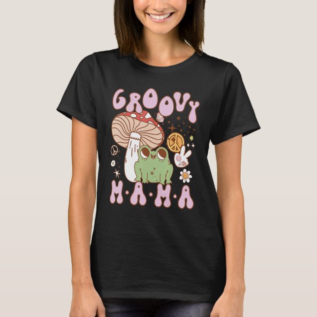 T-shirt Groovy Mama Retro Mom Aesthetic Nostalgia Mothers  (Devant)