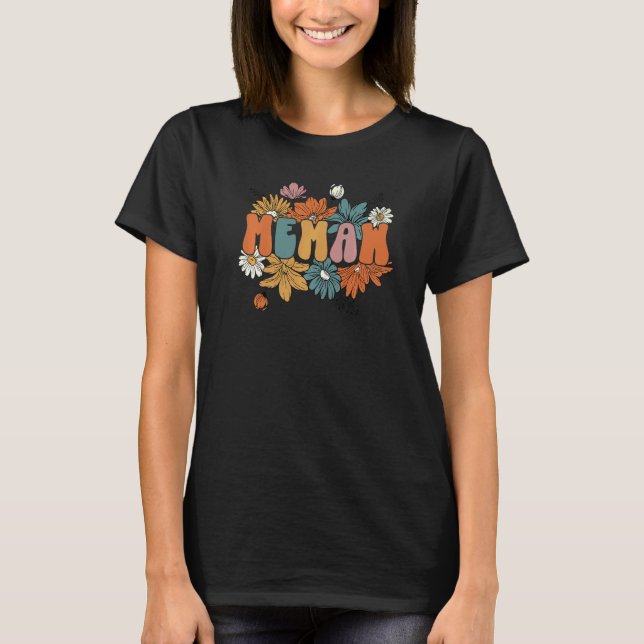 T-shirt Groovy Memaw One Thankful Memaw Thanksgiving Fall  (Devant)