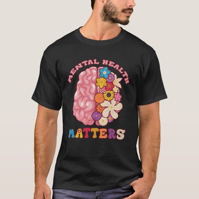 T-shirt Groovy Mental Health Matters Human Brain Illness A (Devant)