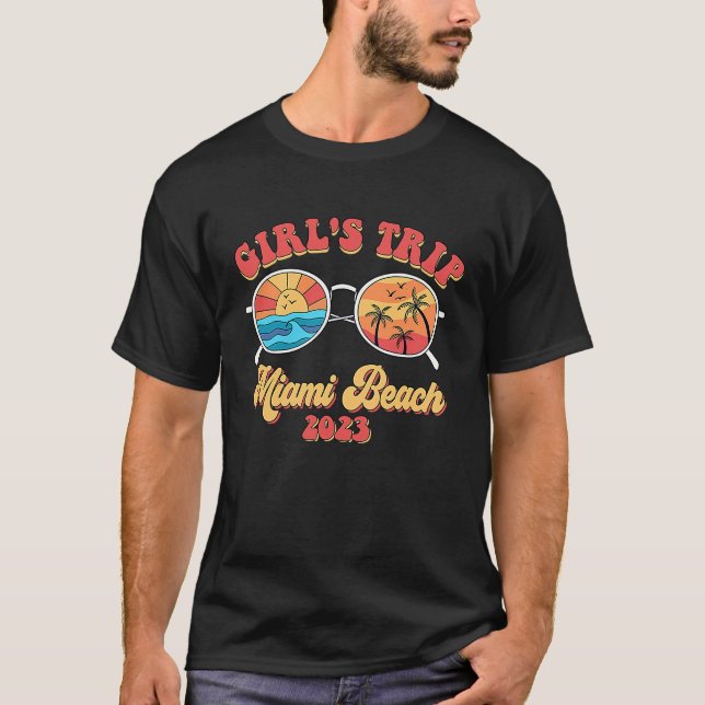 T-shirt Groovy Miami Beach 2023 Girls Trip Sunglasses Summ (Devant)