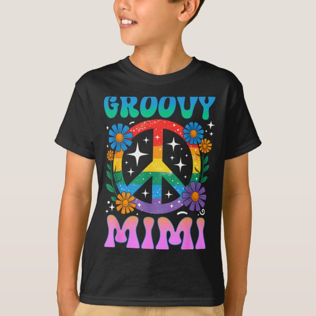 T-shirt Groovy Mimi Floral Hipe Funny Mother's Day Mom Wom (Devant)