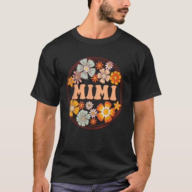 T-shirt Groovy Mimi Retro Flowers Women Mother s Day Grand (Devant)