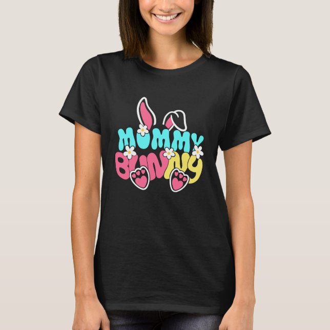T-shirt Groovy Mommy Bunny  Happy Easter Mother's Day 2023 (Devant)