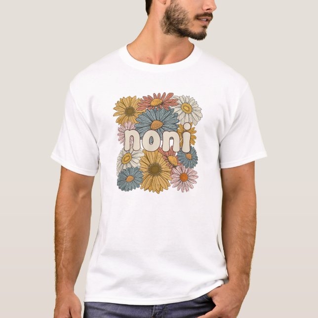 T-shirt Groovy Noni Grandmother Flowers (Devant)