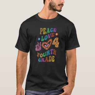 T-shirt Groovy PAIX AMOUR QUATRIÈME ANNÉE Impression Léopa