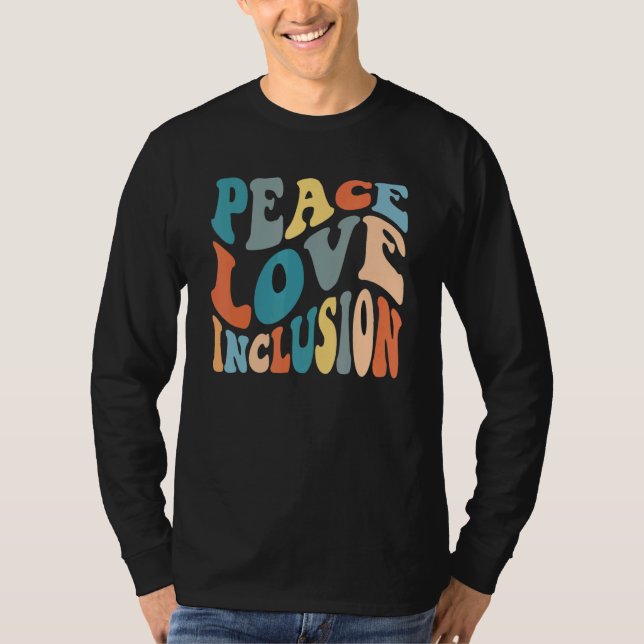 T-shirt Groovy Peace Love Inclusion SPED Squad Special Ed  (Devant)