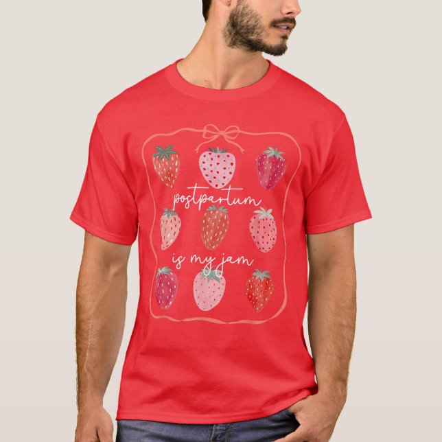 T-shirt Groovy Postpartum est ma préférée Strawberry Mère  (Devant)