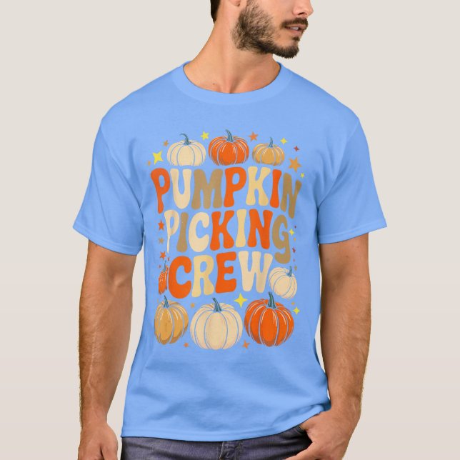 T-shirt Groovy Pumpkin Picking Crew Matching Familyee Autu (Devant)