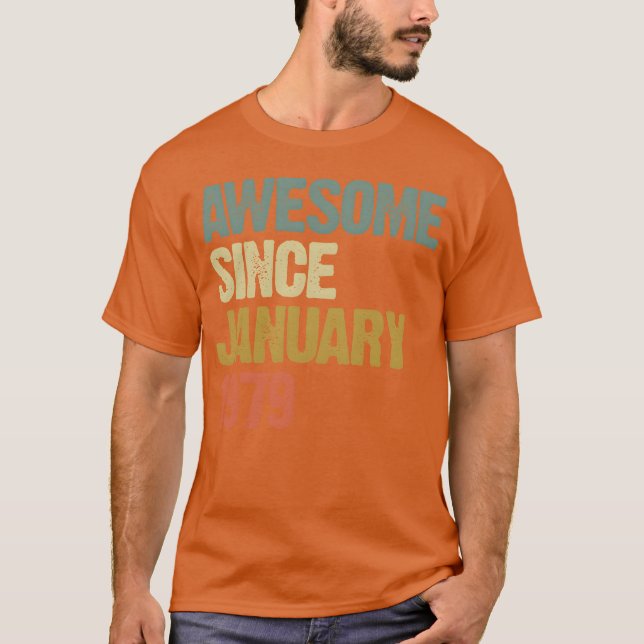 T-shirt Groovy Retro Awesome Since January 1979 funny (Devant)