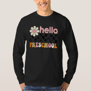 T-shirt Groovy Retro Bonjour Enseignant de Maternelle Reto