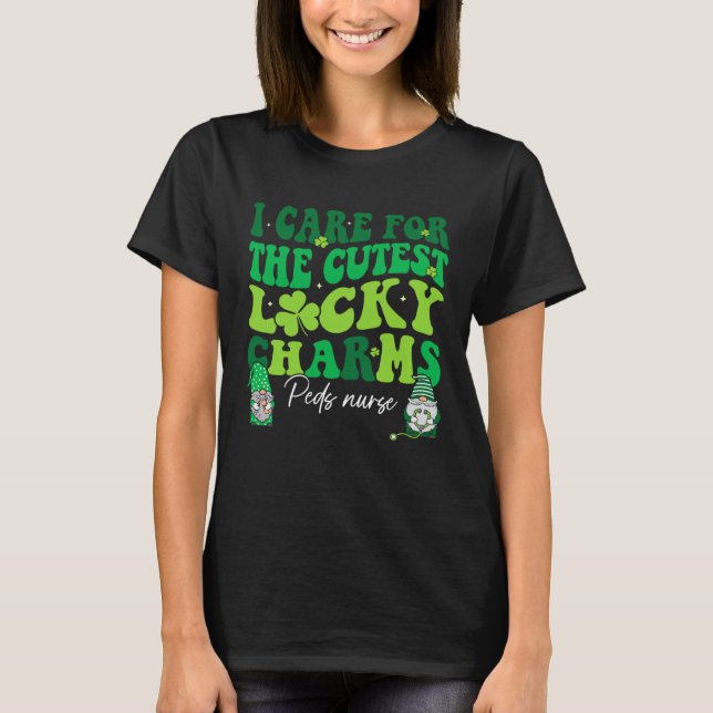 T-shirt Groovy Retro Peds Nurse St Patrick s Day Pediatric (Devant)