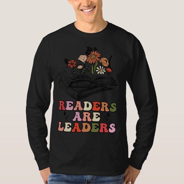 T-shirt Groovy Retro Readers Are Leaders  Book (Devant)