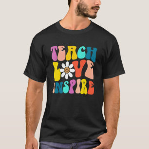 T-shirt Groovy Rétro Retour à l'École Enseigner Amour Insp