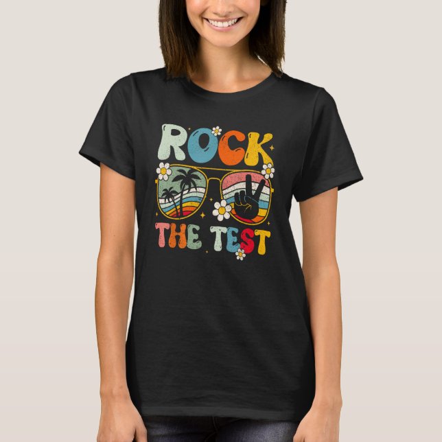 T-shirt Groovy Rock The Test Motivational Retro Teachers T (Devant)