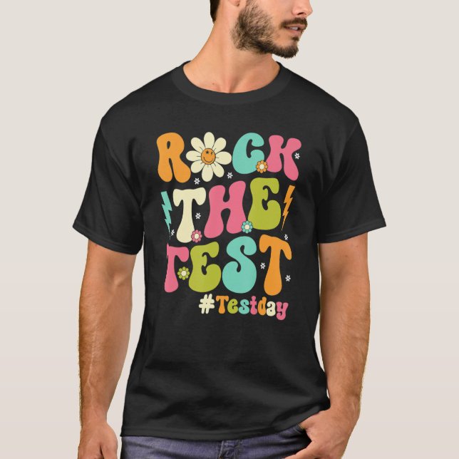 T-shirt Groovy Rock The Test Motivational Retro Teachers T (Devant)