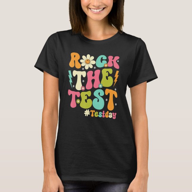 T-shirt Groovy Rock The Test Motivational Retro Teachers T (Devant)