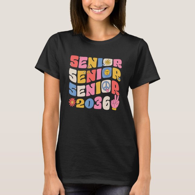 T-shirt Groovy Senior 2036 Graduation Back To School Class (Devant)
