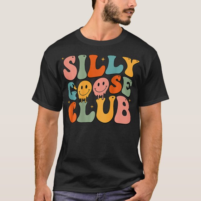 T-shirt Groovy Silly Goose Club 2 Sided Funny Animal Mens  (Devant)