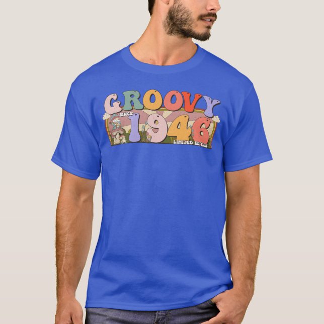 T-shirt Groovy Since 19 Retro Hippie 77th Birthday girl (Devant)