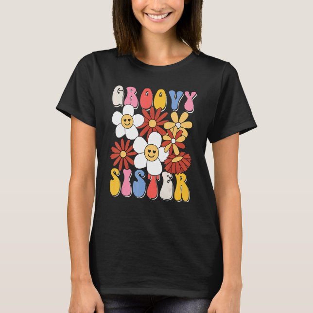 T-shirt Groovy Sister Mothers Day Retro 60s 70s 80s Family (Devant)