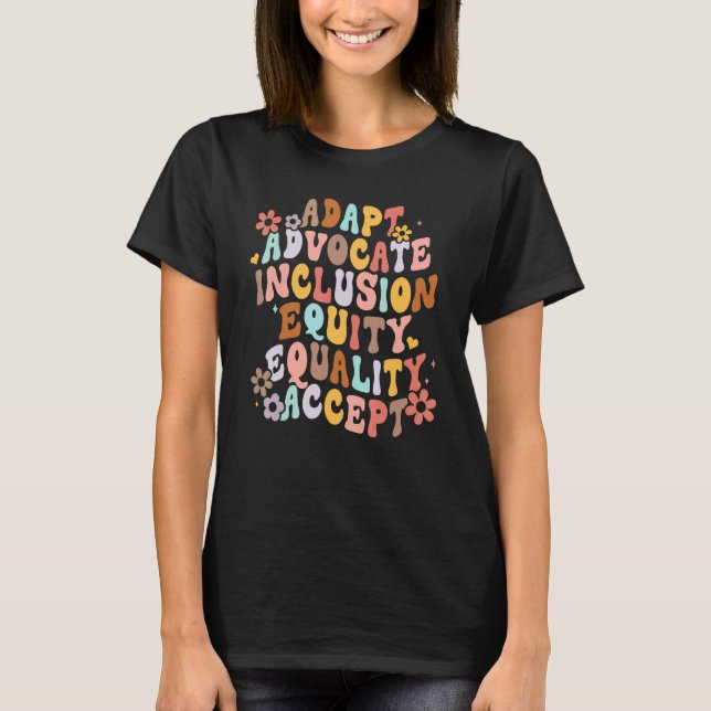 T-shirt Groovy Special Education Teacher Adapt Advocate Sp (Devant)