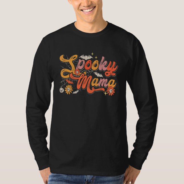 T-shirt Groovy Spooky Mama Retro Halloween Ghost Witchy Sp (Devant)