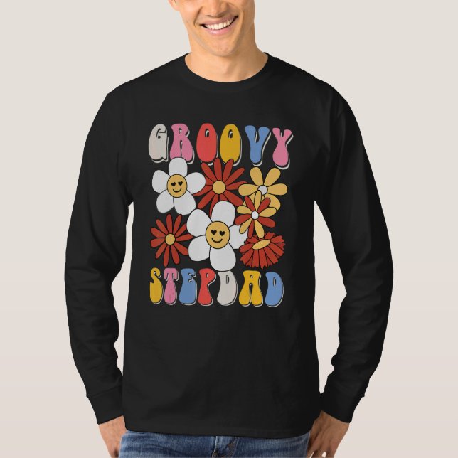T-shirt Groovy Stepdad Fathers Day Retro 60s 70s 80s Famil (Devant)