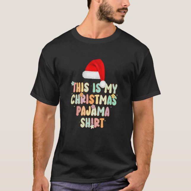 T-shirt Groovy Style Santa Hat Pajama Christmas Merry Chri (Devant)
