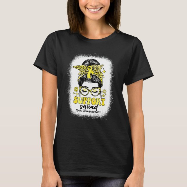 T-shirt Groovy Support Squad Messy Bun Spina Bifida Awaren (Devant)