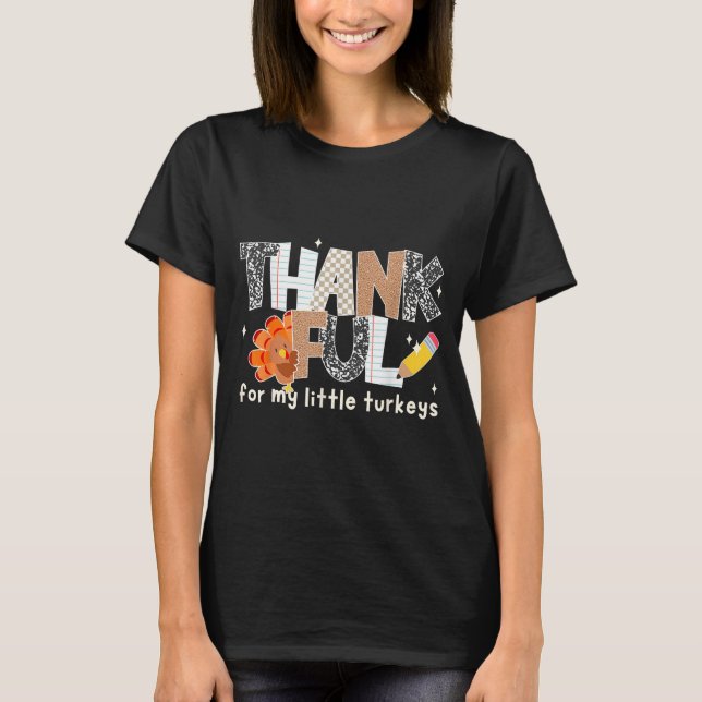 T-shirt Groovy Thankful For My Little Turkeys Thanksgiving (Devant)