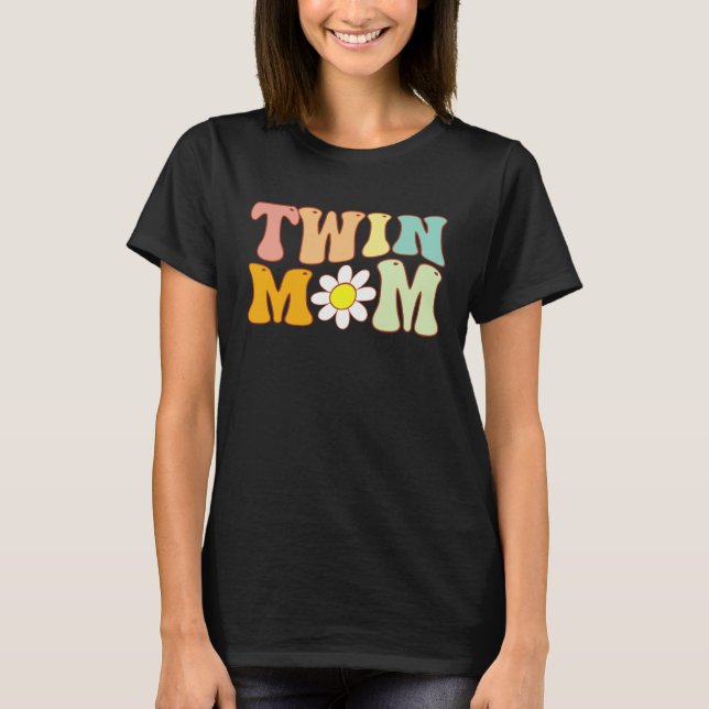 T-shirt Groovy Twin Mama  Mother s Day For New Mom Of Twin (Devant)