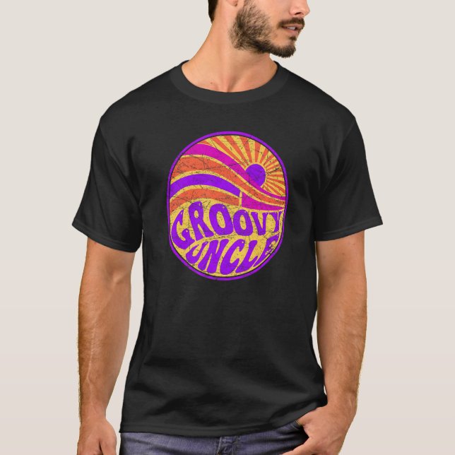 T-shirt Groovy Uncle 70s Aesthetic Nostalgia 1970's Retro  (Devant)