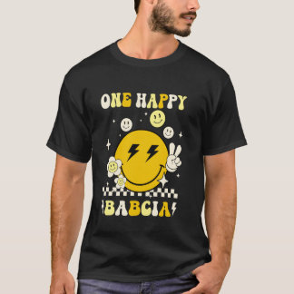 T-shirt Groovy Une Babcia Heureuse Sourire Visage Annivers
