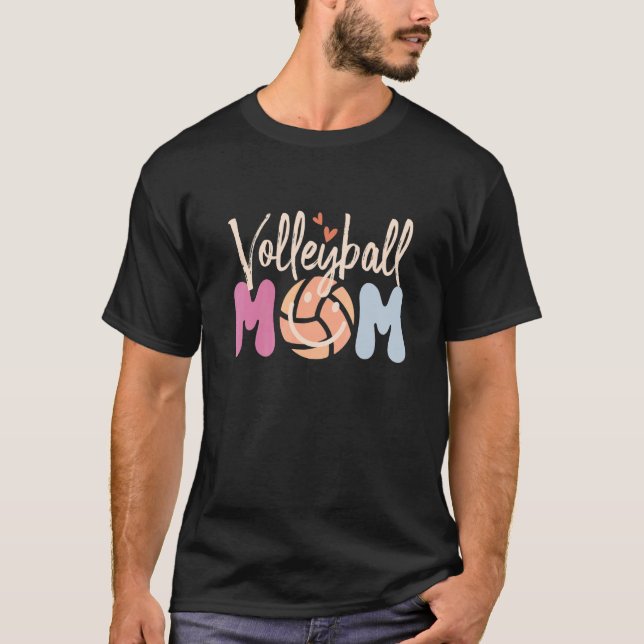T-shirt Groovy Volleyball Mom  Ball Mom  for woman (Devant)