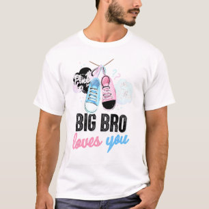 T-shirt Gros Bro Rose Ou Bleu Vous Aime Bébé Genre Révéler