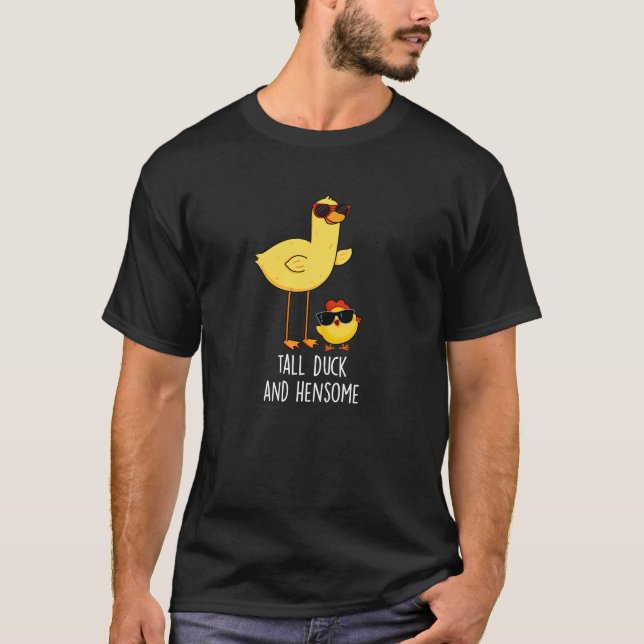 T-shirt Gros Canard Et Hensome Drôle Animal Pun Dark BG (Devant)